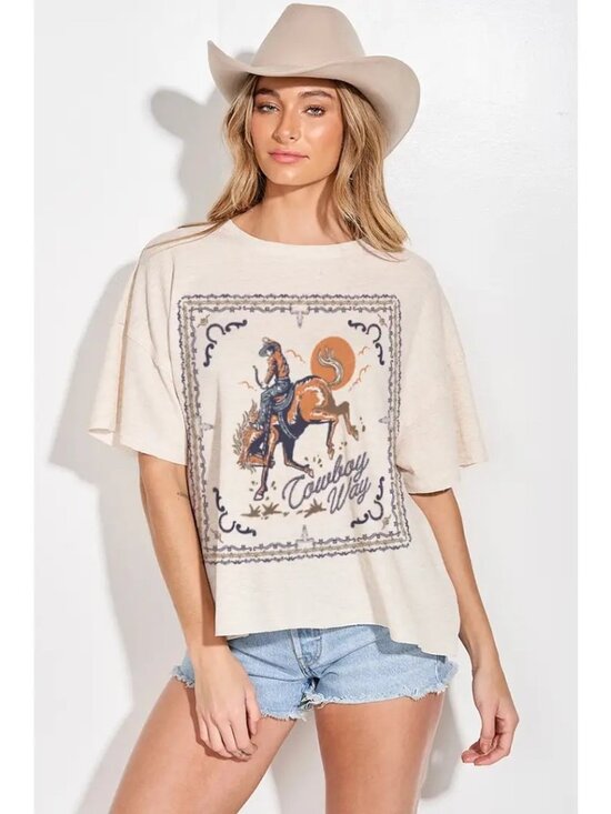 Phil Love Tops - Light Weight SS Thermal Top in Oatmeal.